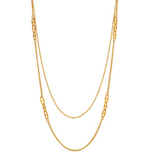 Layered Bead Chain Long Sweater Necklace