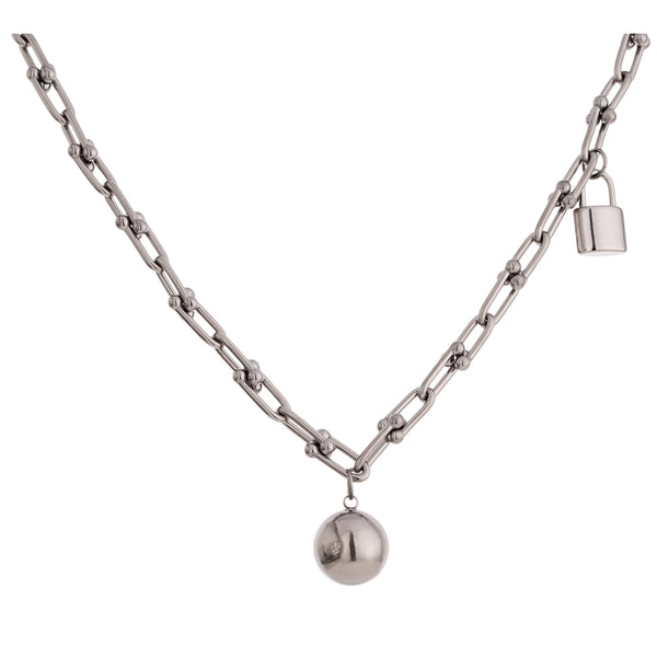 Wrecking Ball Padlock U Link Pendant Chain Necklace